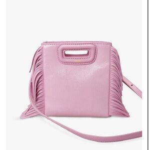 Maje Light Pink Crossbody Bag with Fringe